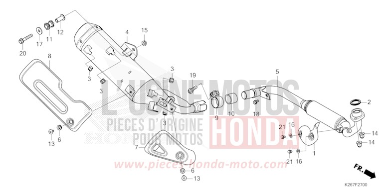 SILENCIEUX D'ECHAPPEMENT de MSX GROM A FORCE SILVER METALLIC (NH411) 2021